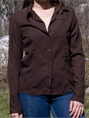 Vintage Newport News Dark Brown Button-Front Women's Shirt